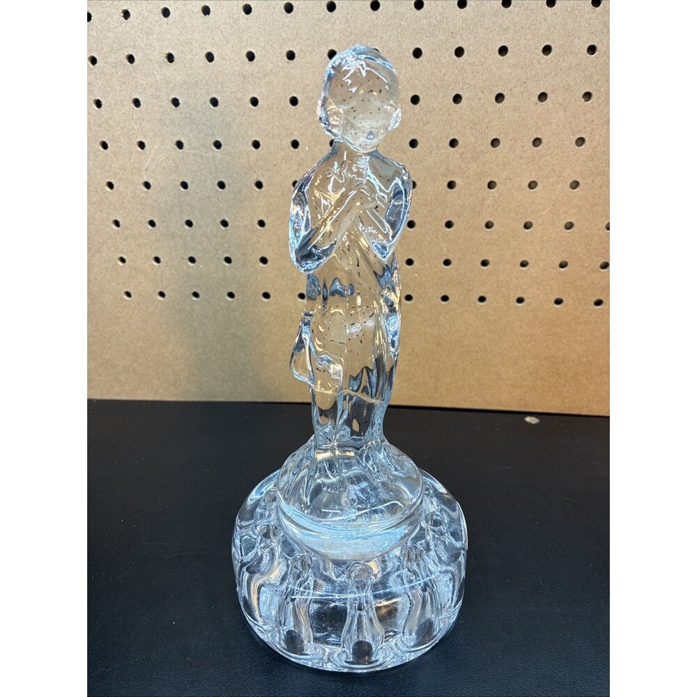 Vintage Cambridge Clear Depression Glass Draped Lady Nude Flower Frog Figurine